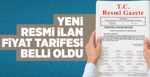 Yeni Resmi İlan Fiyat Tarifesi yayımlandı