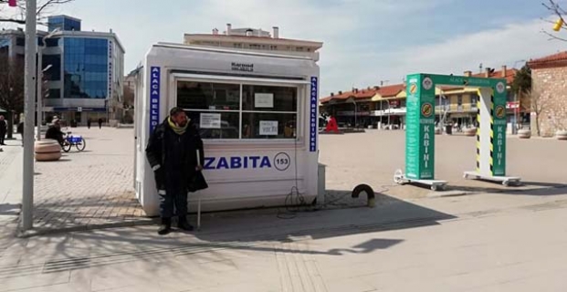 Alaca Belediyesi'nden dezenfektan cihazı