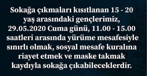 Cuma günü sokağa çıkabilecekler