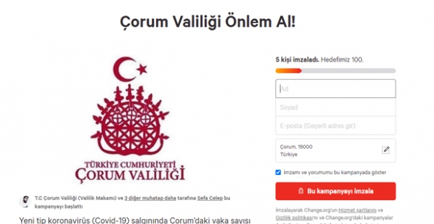 Çorum Valiliği Önlem Al!