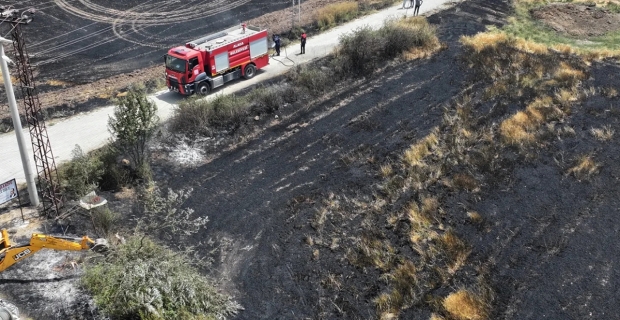 Temizlik için yakılan ateş ekili arazi ile 600 balya samanı küle çevirdi