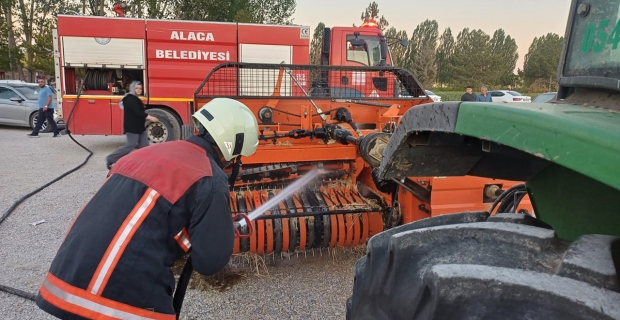 Balya makinesinde çıkan yangına zamanında müdahale