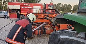 Balya makinesinde çıkan yangına zamanında müdahale