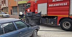Seyir halindeki araç alev aldı: İtfaiyeden erken müdahale