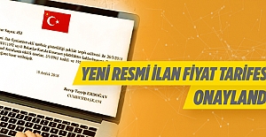 Resmi ilan fiyat tarifesi belli oldu